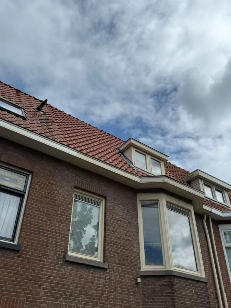 Rood pannendak met dakkapellen op een bakstenen rijtjeshuis in Wekerom